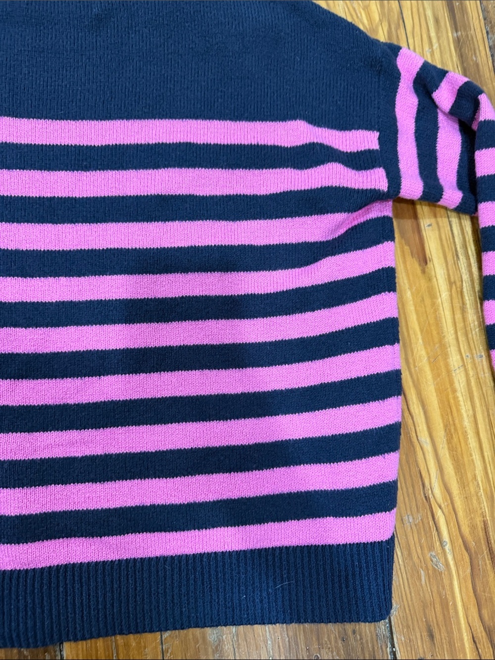 LOFT Navy and Pink Striped Sweater with buttons size large - Picture 11 of 11
